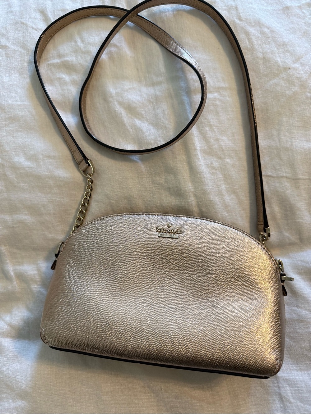 kate spade Metallic Rose Gold Crossbody with Chain Strap